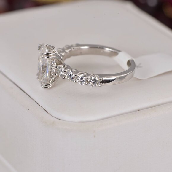 Certified 7.5ct Oval Cut Moissanite Engagement Ring - Picture 5 of 6